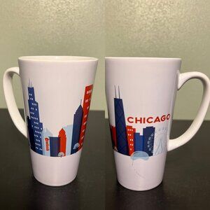 CHICAGO Attractions Skyline Souvenir Tall Ceramic  Cup Mug ~ Illinois